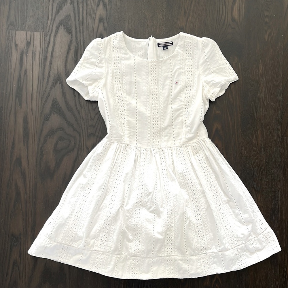 Tommy Hilfiger Girls Cotton Eyelet Dress Size 14